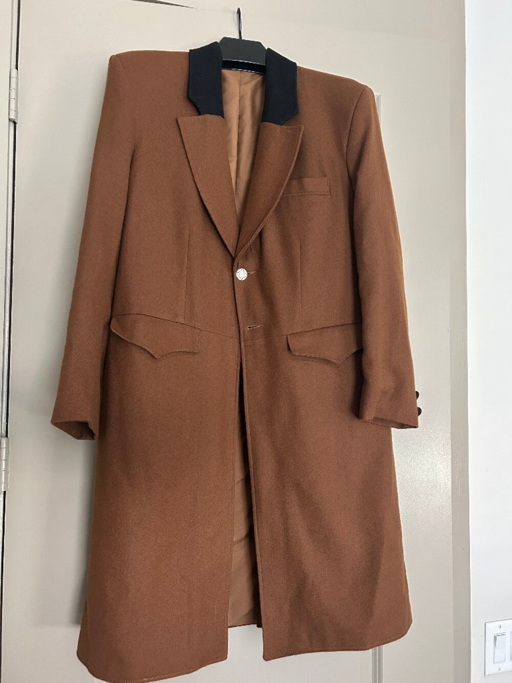 Title: Vintage Pioneer Wear Bunkhouse Wool Coat Womens M Western Duster Brown